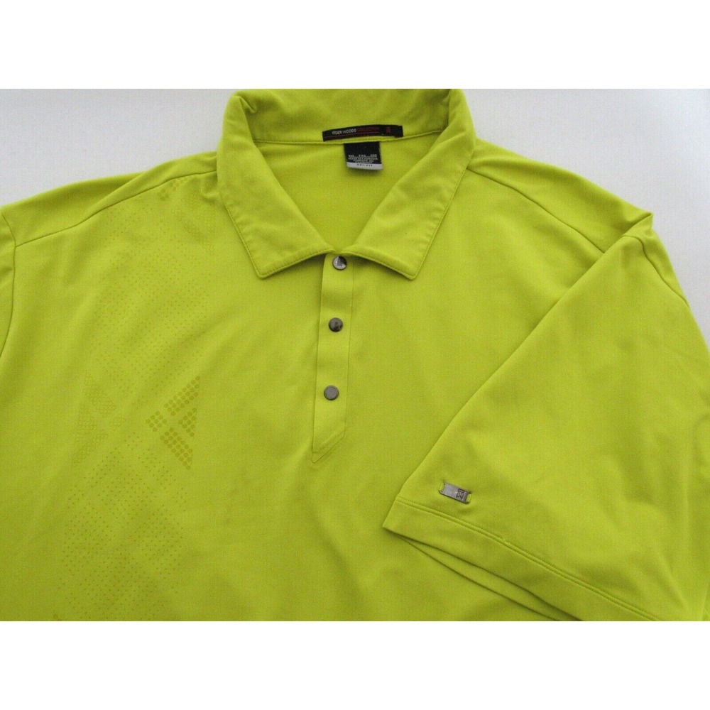 Tiger Woods Dri-Fit Bright Yellow Polo Style Logo Polo Golf Shirt XXL